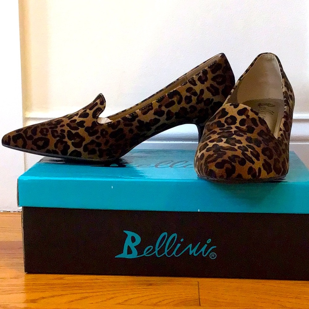 Bellini Bobcat velvet leopard pumps